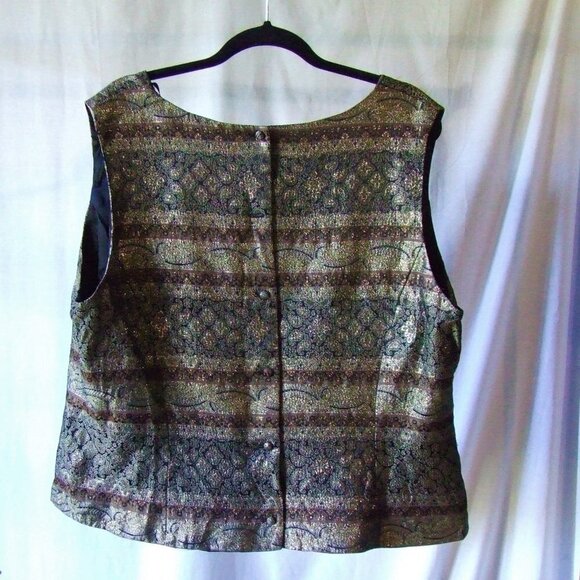 Scott McLintock blouse metallic plus size sleeveless top gold vintage sparkles - Picture 4 of 13